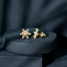 Rosec Jewels-Round Diamond Snowflake Stud Earrings