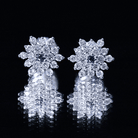 Real Blue Sapphire and Diamond Floral Cluster Stud Earrings AAA - Rosec Jewels