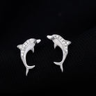 Cute Dolphin Stud Earrings with Moissanite Moissanite - ( D-VS1 ) - Color and Clarity - Rosec Jewels