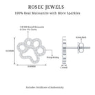 Moissanite Paw Print Earrings With Certificate D-VS1 - Rosec Jewels