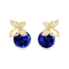 2 Carat Lab Created Blue Sapphire and Diamond Butterfly Stud Earrings AAAA - Rosec Jewels