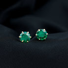 Created Emerald Simple Solitaire Stud Earrings Lab Created Emerald - ( AAAA ) - Quality - Rosec Jewels