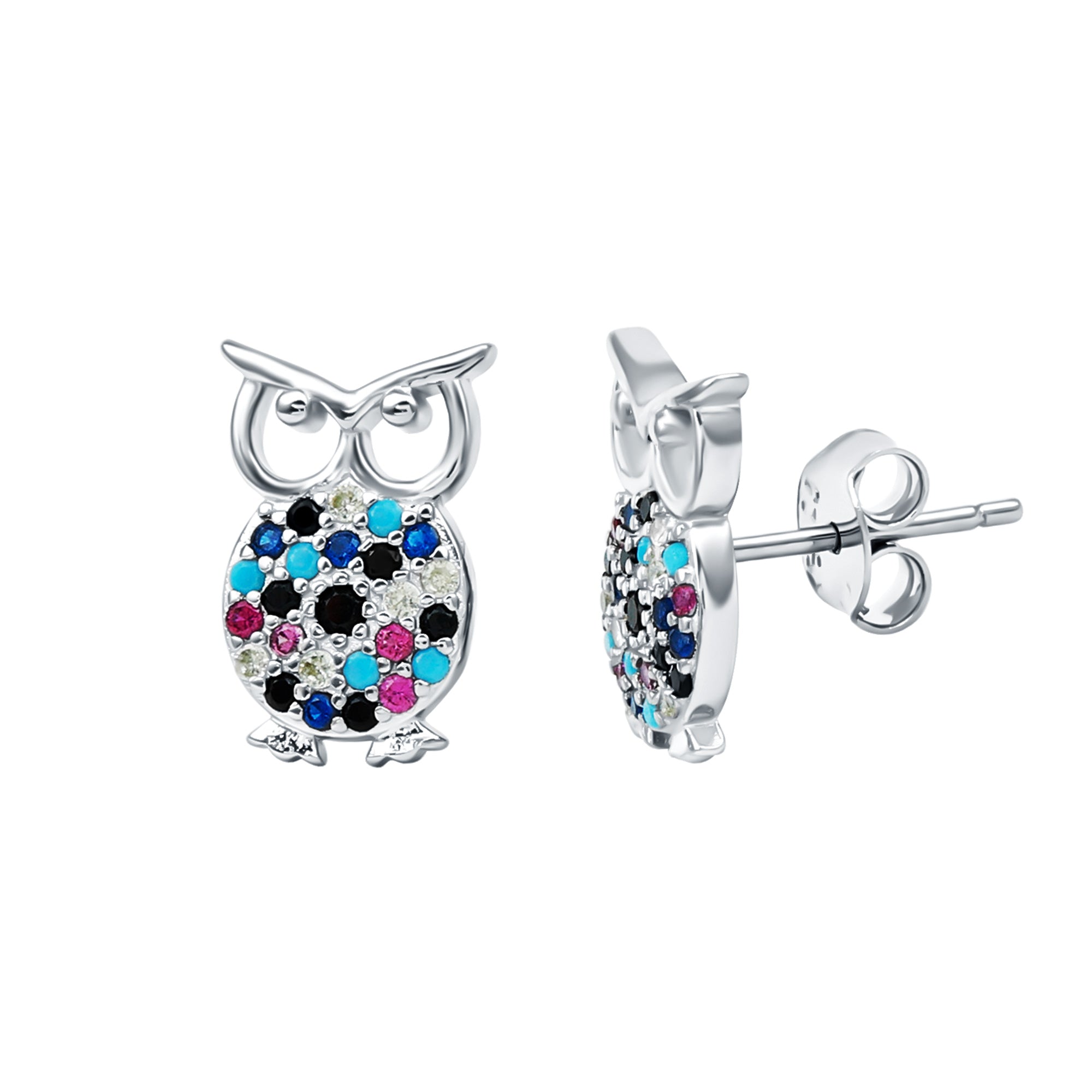 Rosec Jewels-Sterling Silver Cute Owl Earrings