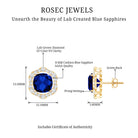 Classic Lab Grown Blue Sapphire Halo Stud Earrings with Diamond AAAA - Rosec Jewels