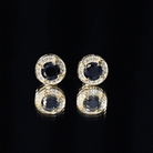 Lab Grown Black Diamond Halo Stud Earrings With Screw Back AAAA ( Synthetic ) - Rosec Jewels