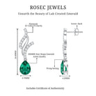 Vintage Lab Grown Emerald Teardrop Earrings with Diamond Accent AAAA - Rosec Jewels