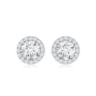 5 MM Round Lab Grown Diamond Halo Stud Earrings With Screw Back Lab - ( EF-VS ) - Rosec Jewels