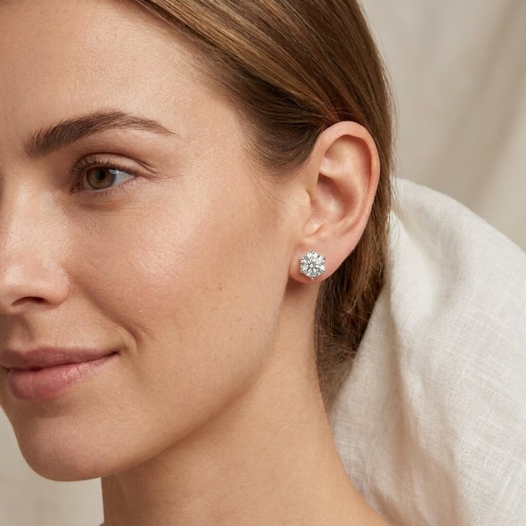 IGI Certified 2 Carat Lab Grown Diamond Solitaire Stud Earrings Lab - ( E-VS1 ) - Rosec Jewels