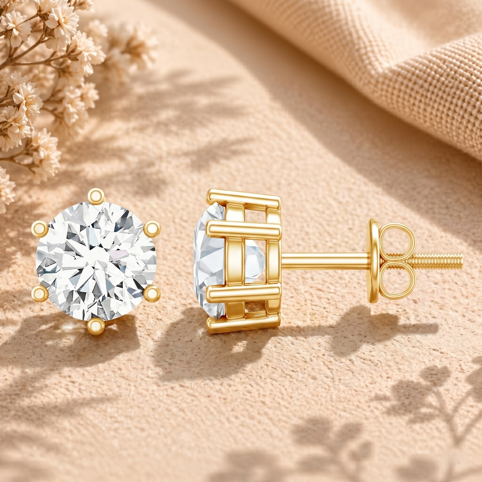 IGI Certified 2 Carat Lab Grown Diamond Solitaire Stud Earrings Lab - ( E-VS1 ) - Rosec Jewels