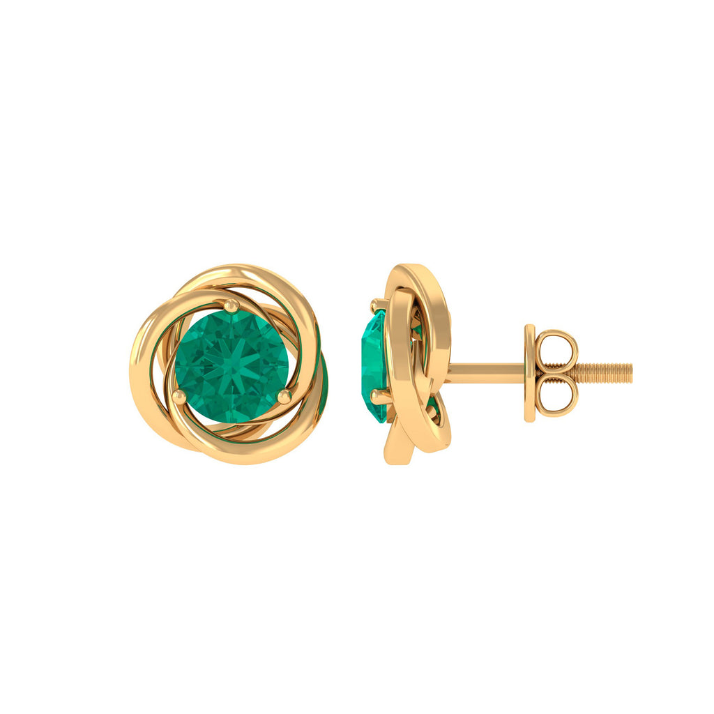 1 CT Emerald Classic Stud Earrings for Women Emerald - ( AAA ) - Quality - Rosec Jewels