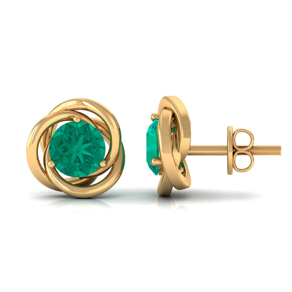 1 CT Emerald Classic Stud Earrings for Women Emerald - ( AAA ) - Quality - Rosec Jewels