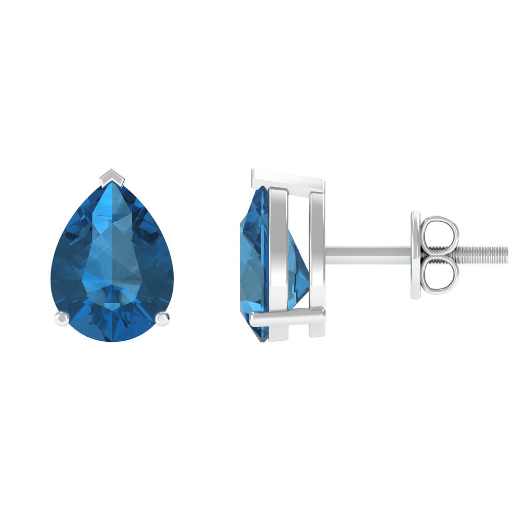 2.50 CT Solitaire Stud Earrings with Pear Shaped London Blue Topaz London Blue Topaz - ( AAA ) - Quality - Rosec Jewels