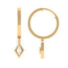 Diamond Drop Hoop Earrings in Geometric Design Diamond - ( HI-SI ) - Color and Clarity - Rosec Jewels