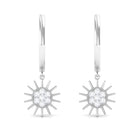 Rosec Jewels-1/2 CT Sunburst Dangle Earrings with Diamond Cluster