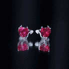 Certified 4 Carat Lab Grown Ruby Devil Heart Stud Earrings AAAA 92.5 Sterling Silver - Rosec Jewels