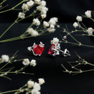 Certified 4 Carat Lab Grown Ruby Devil Heart Stud Earrings AAAA 92.5 Sterling Silver - Rosec Jewels