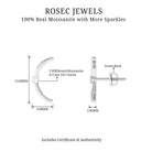 Certified Moissanite Curved Stud Earrings Moissanite - ( D-VS1 ) - Color and Clarity - Rosec Jewels