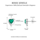 1.25 CT Emerald and Diamond Heart Stud Earrings Emerald - ( AAA ) - Quality - Rosec Jewels