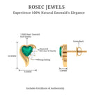 1.25 CT Emerald and Diamond Heart Stud Earrings Emerald - ( AAA ) - Quality - Rosec Jewels