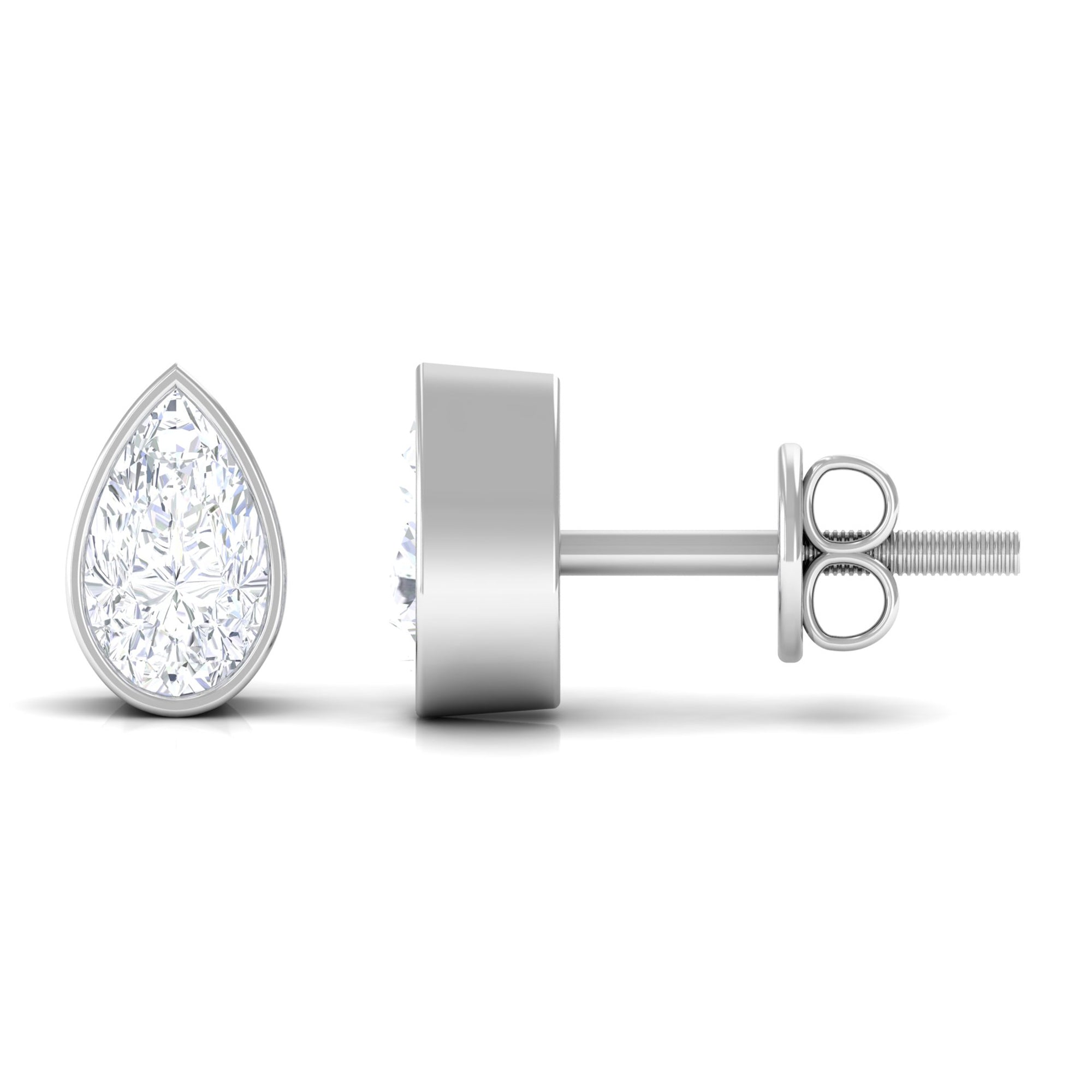 Pear Cut Natural Diamond Solitaire Stud Earrings Diamond - ( HI-SI ) - Color and Clarity - Rosec Jewels