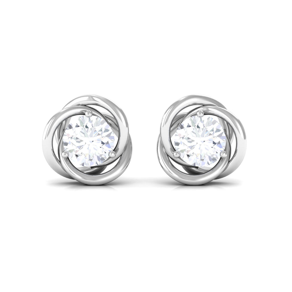 1/2 CT Round Cut Solitaire Zircon Gold Swirl Stud Earrings Zircon - ( AAAA ) - Quality - Rosec Jewels