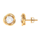 1/2 CT Round Cut Solitaire Zircon Gold Swirl Stud Earrings Zircon - ( AAAA ) - Quality - Rosec Jewels