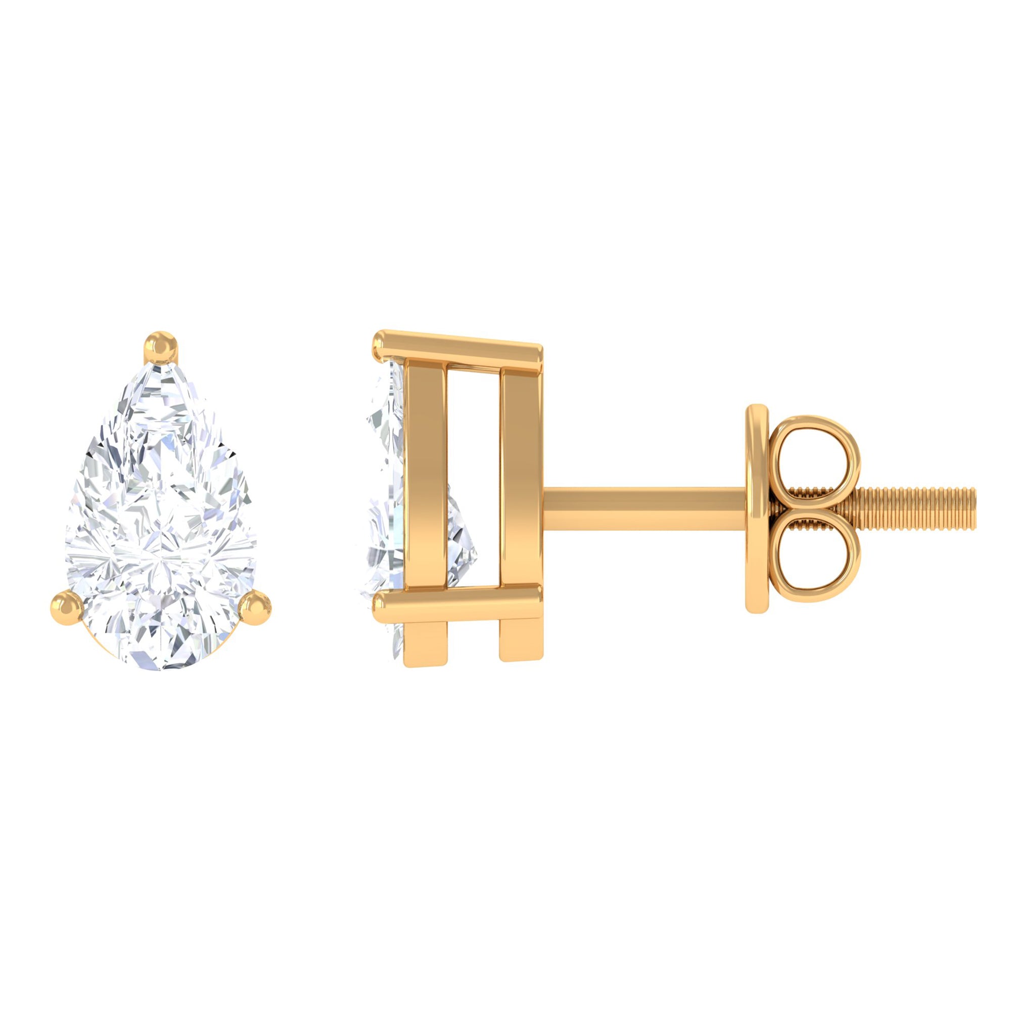 Pear Cut Diamond Solitaire Stud Earrings Diamond - ( HI-SI ) - Color and Clarity - Rosec Jewels