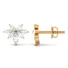 3/4 CT Real Diamond Cluster Stud Earrings in Gold Diamond - ( HI-SI ) - Color and Clarity - Rosec Jewels