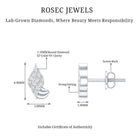 Certified Lab Grown Diamond Leaf Stud Earrings With Screw Back Lab - ( EF-VS ) - Rosec Jewels