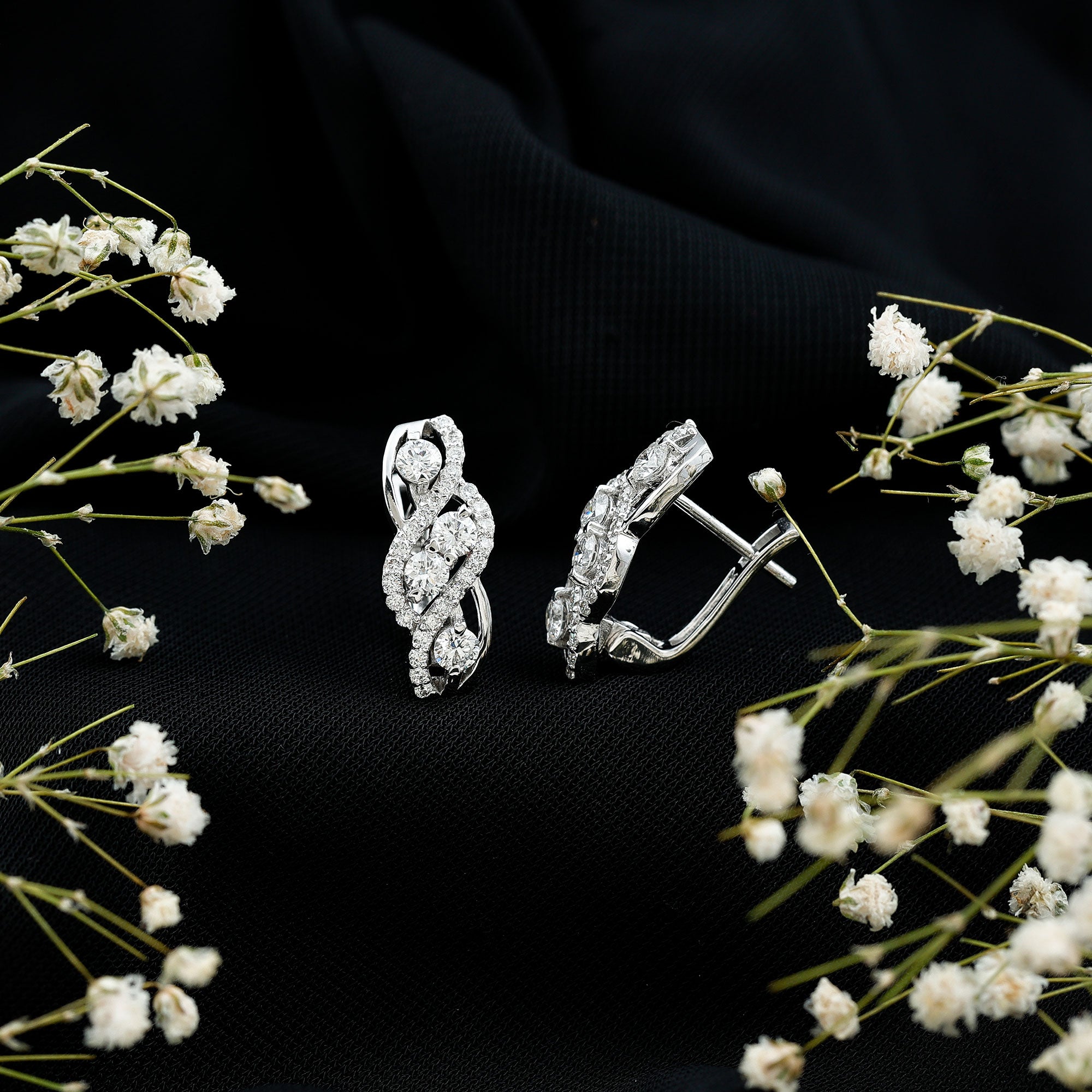 Lab Grown Diamond Infinity Earrings For Women Lab - ( EF-VS ) - Rosec Jewels