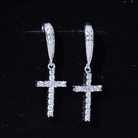 Certified Lab Grown Diamond Cross Fish Hook Earrings Lab - ( EF-VS ) - Rosec Jewels