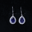 5 Carat Lab Grown Blue Sapphire Sterling Silver Drop Earrings AAAA 92.5 Sterling Silver - Rosec Jewels