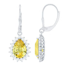 Rosec Jewels-Lab Grown Yellow Sapphire Dangle Earrings for Women with Leverbacks