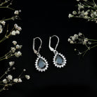 Certified 3.6 Carat Lab Grown Black Diamond Teardrop Dangle Earrings for Women AAAA ( Synthetic ) 92.5 Sterling Silver - Rosec Jewels