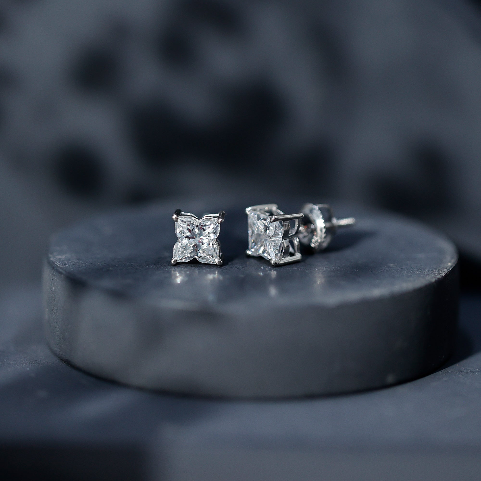 1.7 Carat Lily Cut Certified Lab Grown Diamond Solitaire Stud Earrings Lab - ( EF-VS ) - Rosec Jewels