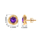 Natural Amethyst Solitaire Swirl Stud Earrings Amethyst - ( AAA ) - Quality - Rosec Jewels