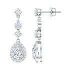 Certified Moissanite Wedding Dangling Earrings in Silver D-VS1 92.5 Sterling Silver - Rosec Jewels