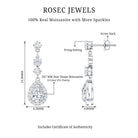 Certified Moissanite Wedding Dangling Earrings in Silver D-VS1 92.5 Sterling Silver - Rosec Jewels