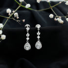 Certified Moissanite Wedding Dangling Earrings in Silver D-VS1 92.5 Sterling Silver - Rosec Jewels