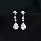 Certified Moissanite Wedding Dangling Earrings in Silver D-VS1 92.5 Sterling Silver - Rosec Jewels