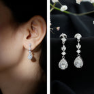 Certified Moissanite Wedding Dangling Earrings in Silver D-VS1 92.5 Sterling Silver - Rosec Jewels