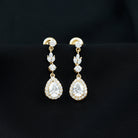 Classic Pear Shape Moissanite Bridal Dangle Earrings D-VS1 - Rosec Jewels