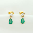 1 CT Emerald and Moissanite Simple Teardrop Earrings Emerald - ( AAA ) - Quality - Rosec Jewels