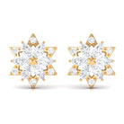 Rosec Jewels-Flower Stud Earrings with Marquise and Round Diamond