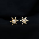 Bezel Set Diamond Snowflake Stud Earrings Natural - ( HI-SI ) - Rosec Jewels