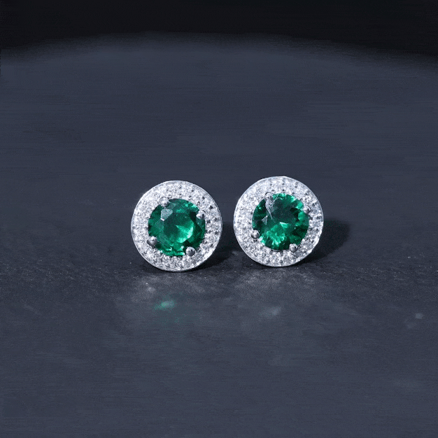 Lab Created Emerald and Diamond Wedding Stud Earrings – Rosec Jewels