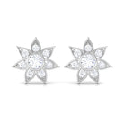 Rosec Jewels-1/4 CT Diamond Flower Stud Earrings in Bezel Setting