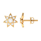 Rosec Jewels-1/4 CT Diamond Flower Stud Earrings in Bezel Setting