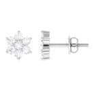 3/4 CT Real Diamond Flower Stud Earrings in Gold Diamond - ( HI-SI ) - Color and Clarity - Rosec Jewels