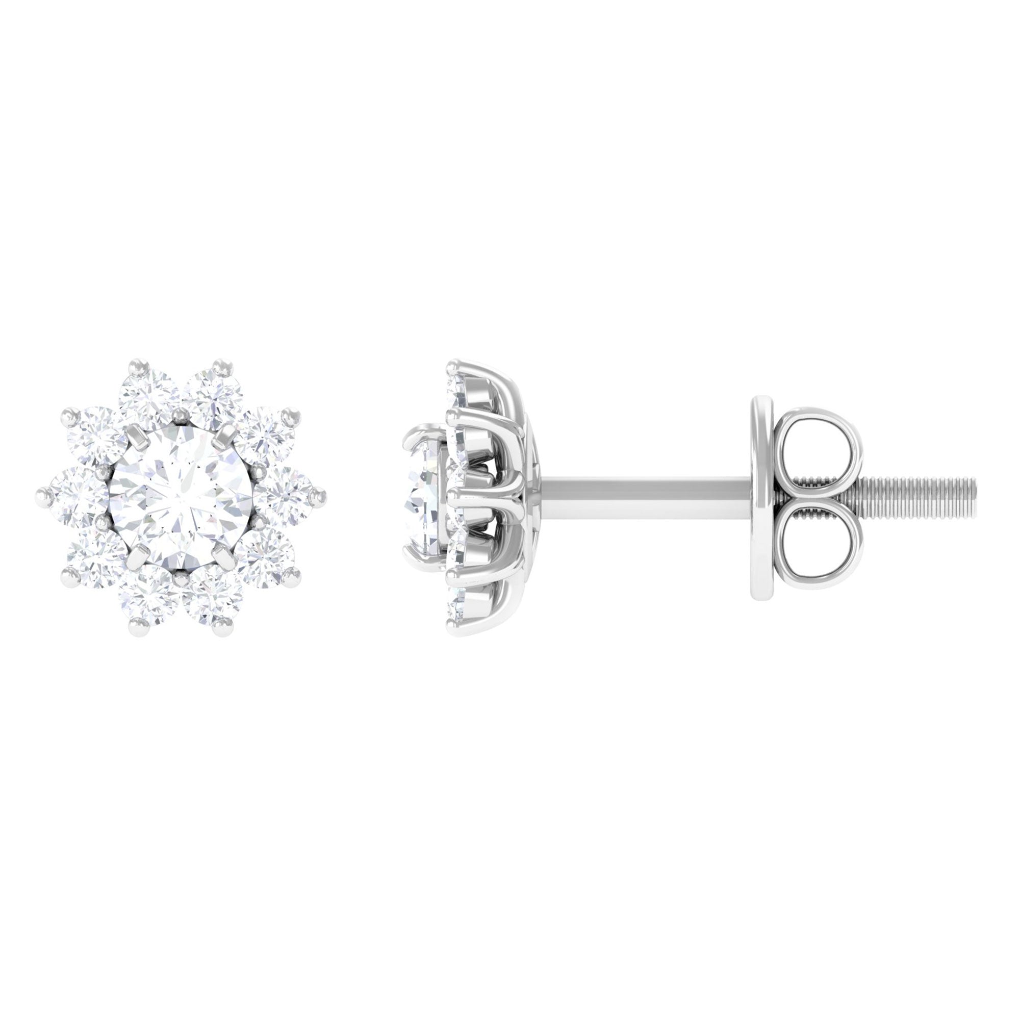 Natural Diamond Stud Earrings with Halo